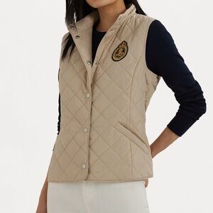 Ralph Lauren CREST PATCH QUILTED MOCKNECK VEST XL-Tan beige color